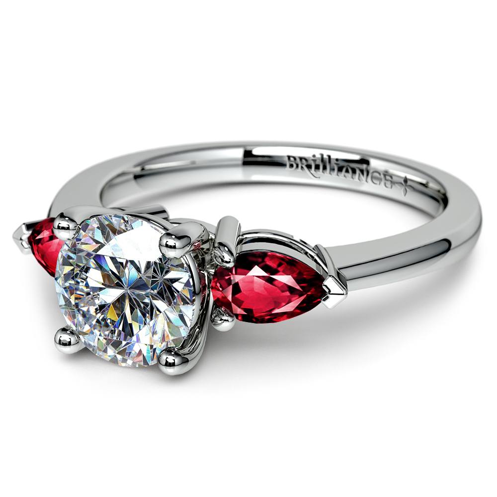 Pear Ruby Gemstone Engagement Ring in White Gold | 04