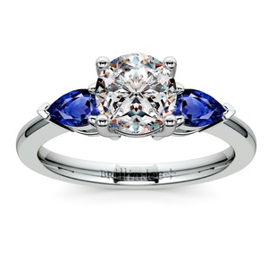 Pear Sapphire Gemstone Engagement Ring in Palladium