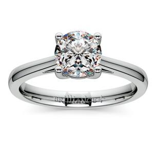 Petite Cathedral Solitaire Engagement Ring in White Gold