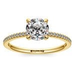 Petite Engagement Ring With Diamond Prongs In Yellow Gold | Thumbnail 01