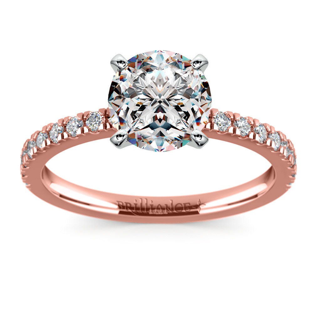 Petite Pave Diamond Engagement Ring in Rose Gold (1/4 ctw) | Zoom