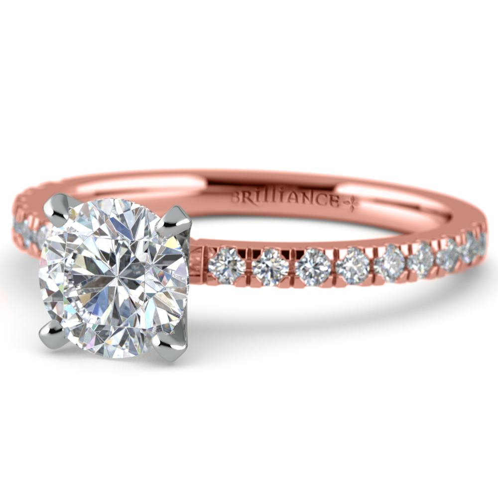 Petite Pave Diamond Engagement Ring in Rose Gold (1/4 ctw) | 04