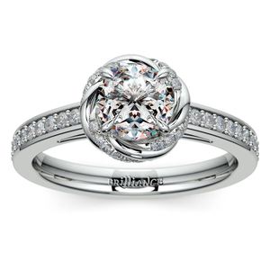 Platinum Twisted Vine Halo Engagement Ring