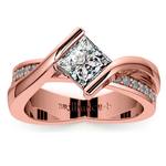 Princess Bezel Diamond Bridge Engagement Ring In Rose Gold | Thumbnail 01