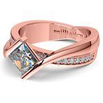 Princess Bezel Diamond Bridge Engagement Ring In Rose Gold | Thumbnail 04