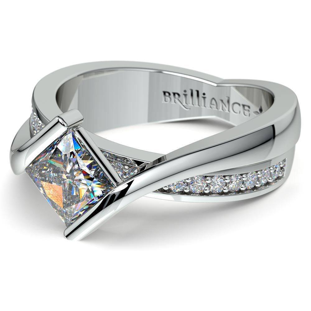 Princess Cut Bezel Set Engagement Ring (1 Carat) | Zoom