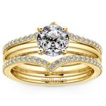 Chevron Bridal Set In Yellow Gold | Wedding Ring Wrap Sets