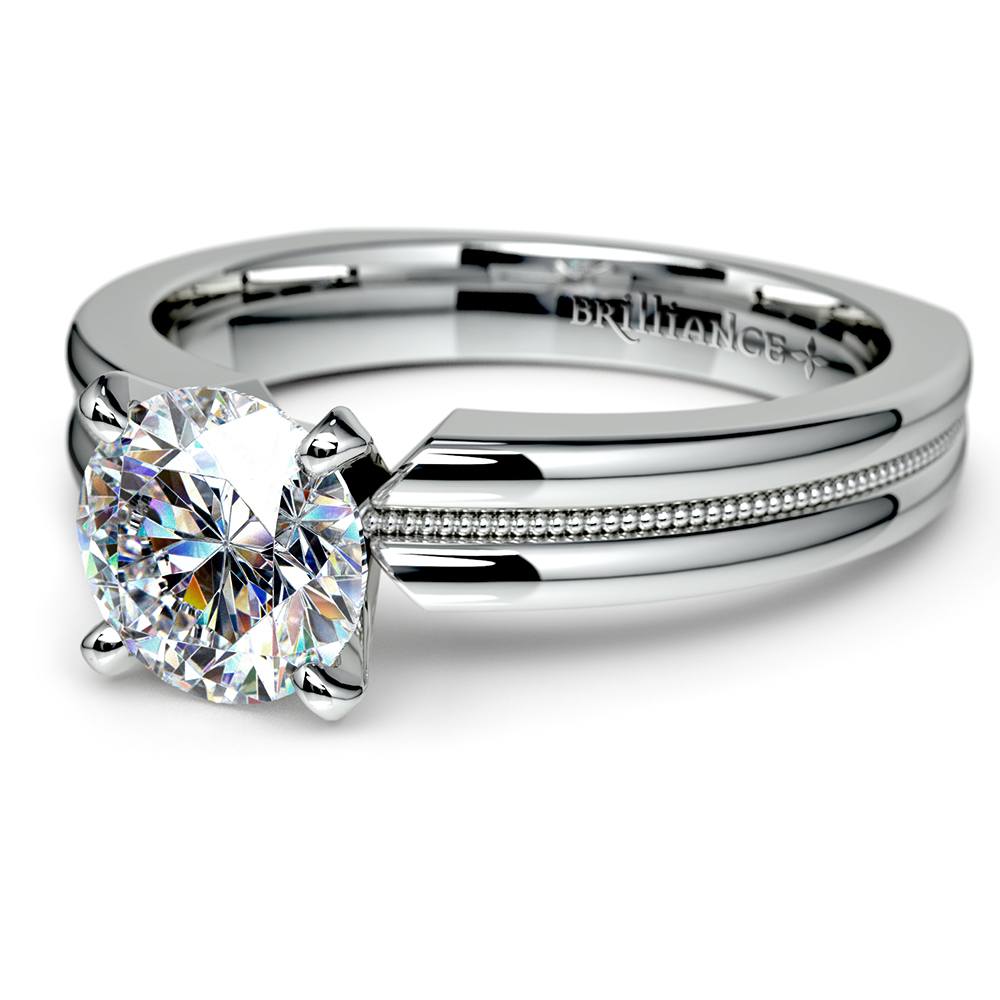 Euro Shank Engagement Ring In Palladium Milgrain Detail