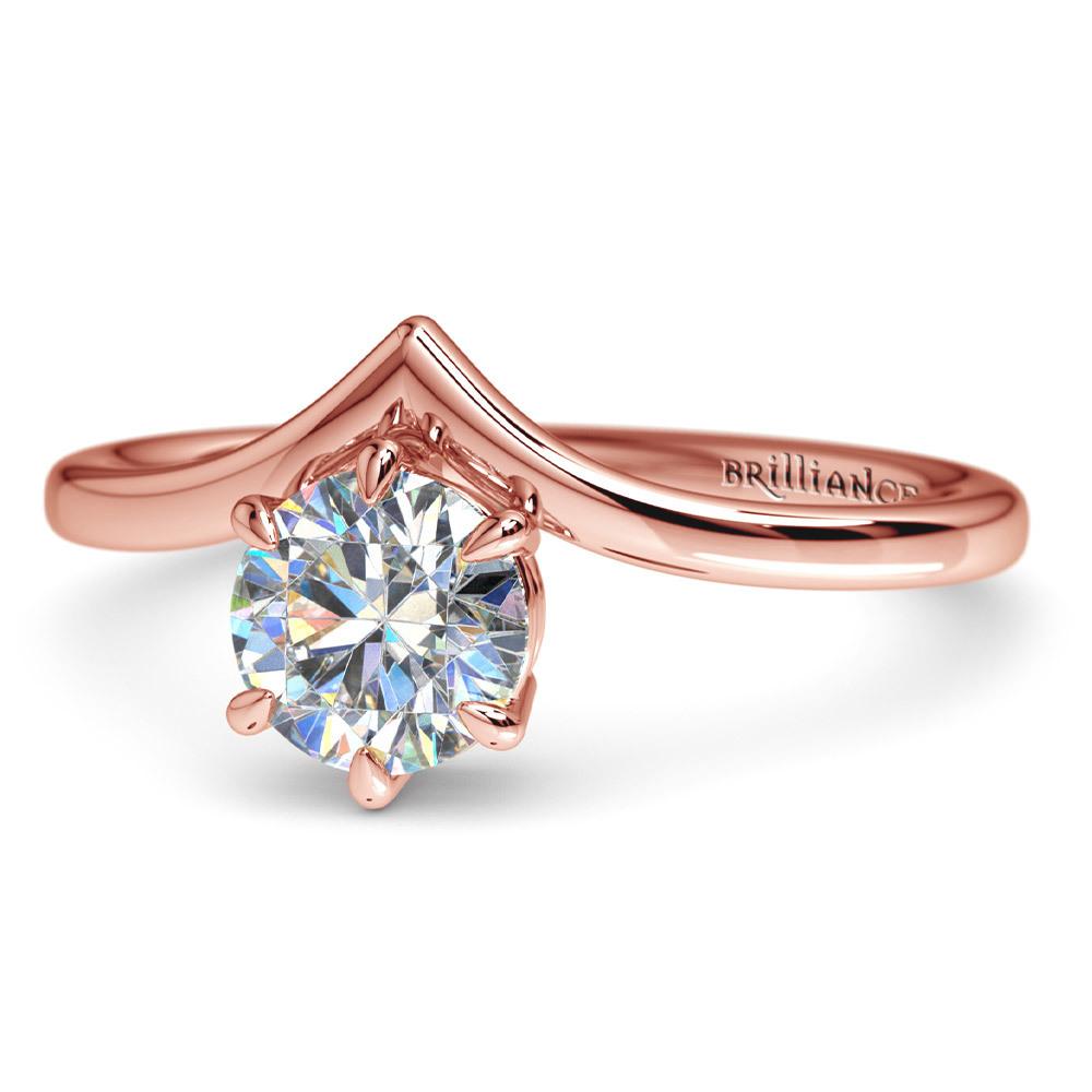 Chevron Solitaire Engagement Ring Rose Gold V4 
