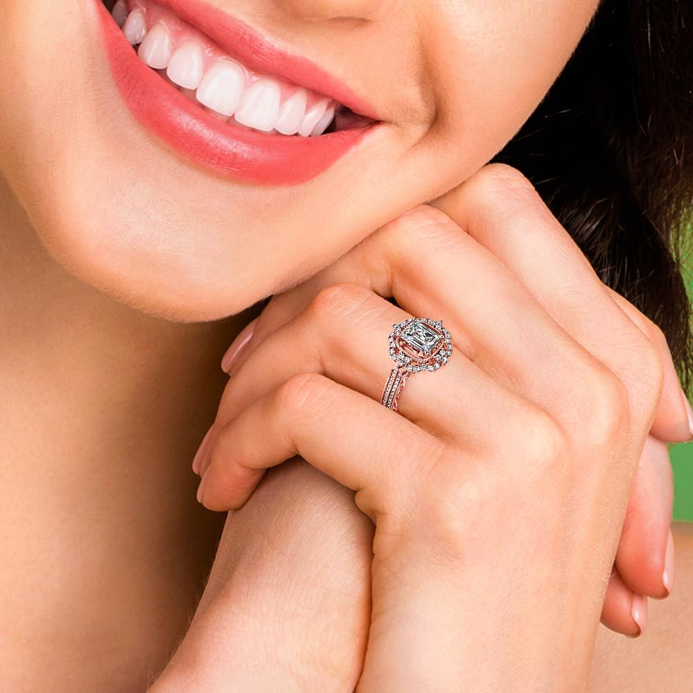 Rose Gold Halo Diamond Engagement Ring (1.25 Carat) | 06