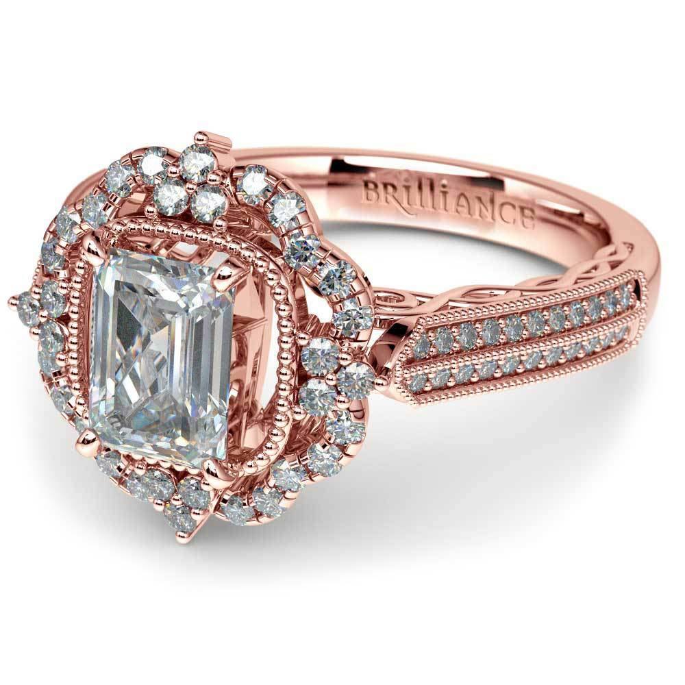 Rose Gold Halo Diamond Engagement Ring (1.50 Carat) | Zoom