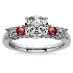 Vintage Inspired Ruby & Diamond Five Stone Ring In Platinum | Thumbnail 01