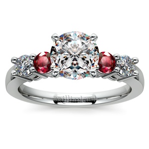 Vintage Inspired Ruby & Diamond Five Stone Ring In Platinum