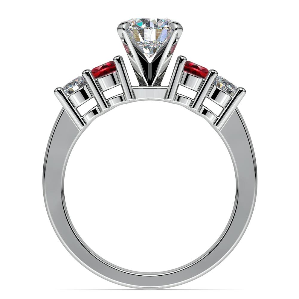Vintage Inspired Ruby & Diamond Five Stone Ring In White Gold | 02