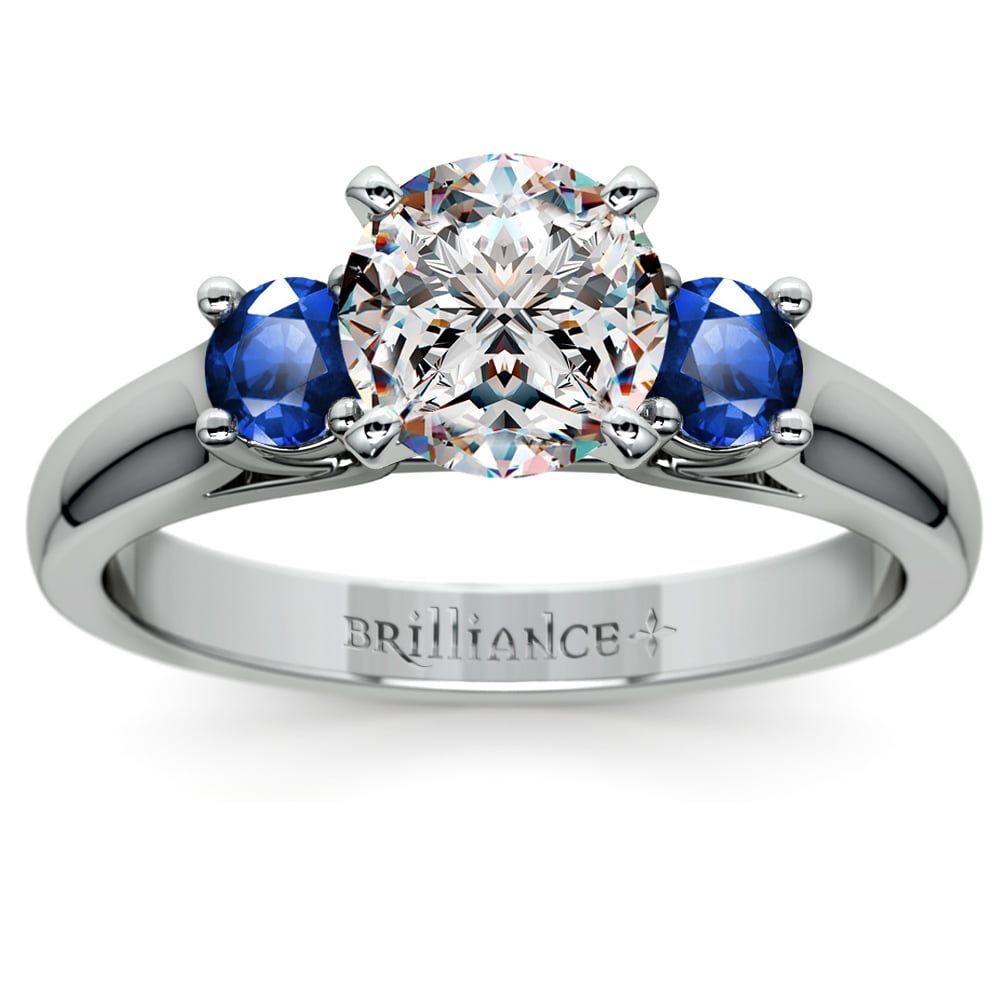 round sapphire gemstone engagement ring 0.40 carat platinum 1