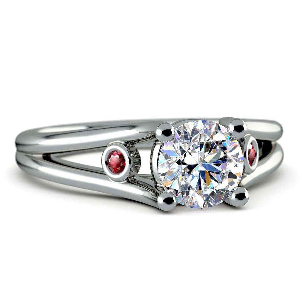 Ruby Accent Gem Engagement Ring in White Gold | 04