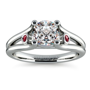 Ruby Accent Gem Engagement Ring in White Gold
