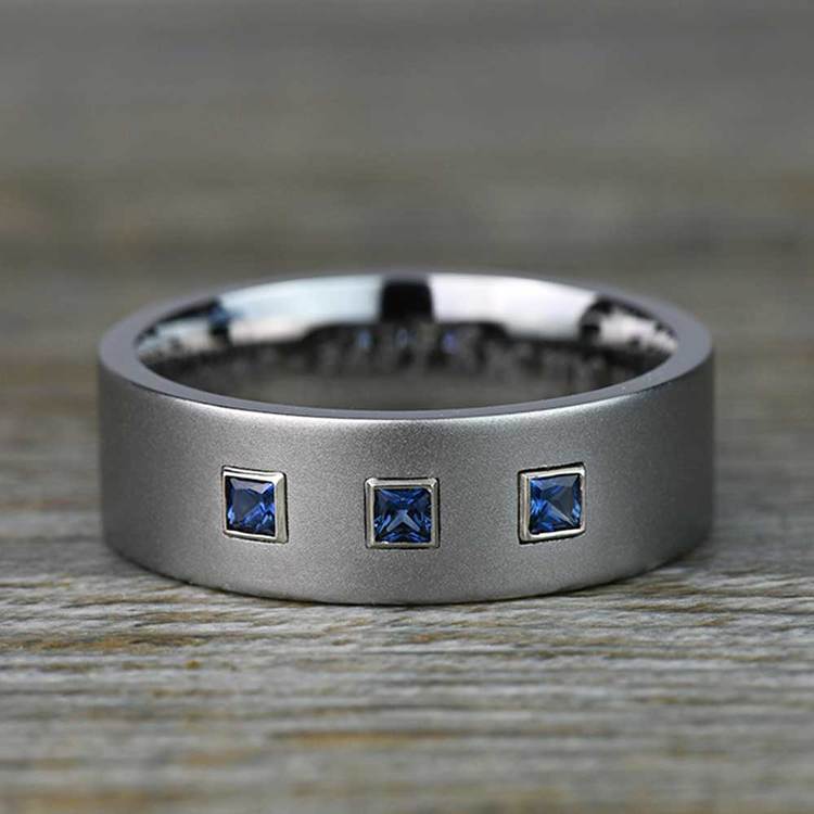Saphirus - Sapphire & Titanium Mens Engagement Ring | 05