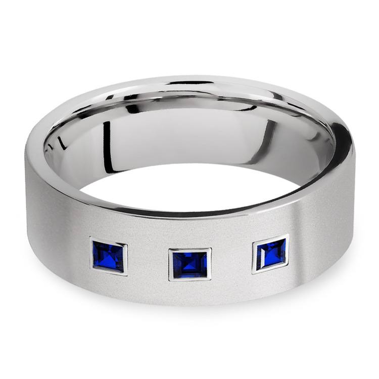 Saphirus - Sapphire & Titanium Mens Engagement Ring | Zoom