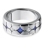 Sapphire and Diamond Men's Engagement Ring in Cobalt | Thumbnail 01