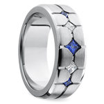 Sapphire and Diamond Men's Engagement Ring in Cobalt | Thumbnail 02