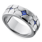 Sapphire and Diamond Men's Engagement Ring in Cobalt | Thumbnail 03