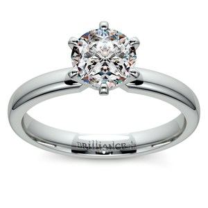 Six-Prong Solitaire Engagement Ring in White Gold (2.5 mm)