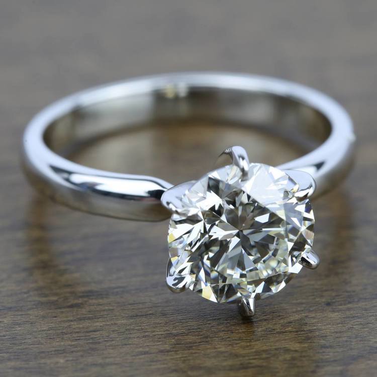 7mm Round Cubic Zirconia Solitaire Ring – Sterling Silver 925, Six Prong Setting