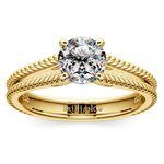 Split Shank Cathedral Yellow Gold Rope Engagement Ring | Thumbnail 01