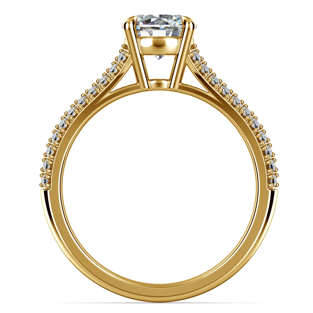 Beautiful Split Shank Diamond Engagement Ring in Yellow Gold