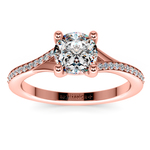 Rose Gold Split Shank Engagement Ring With Micropave Diamonds | Thumbnail 01