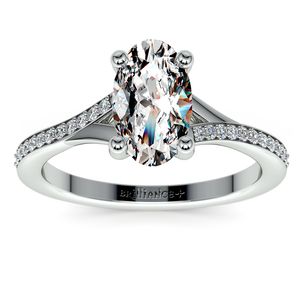 Split Shank Micropave Diamond Engagement Ring in White Gold