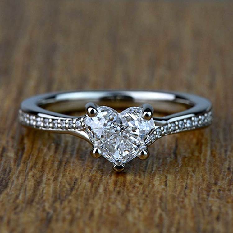 Split Shank Micropave Diamond Engagement Ring in White Gold | 05