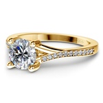 Split Shank Micropave Diamond Engagement Ring in Yellow Gold