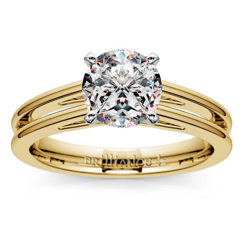 Split Shank Yellow Gold Engagement Ring Setting | 01