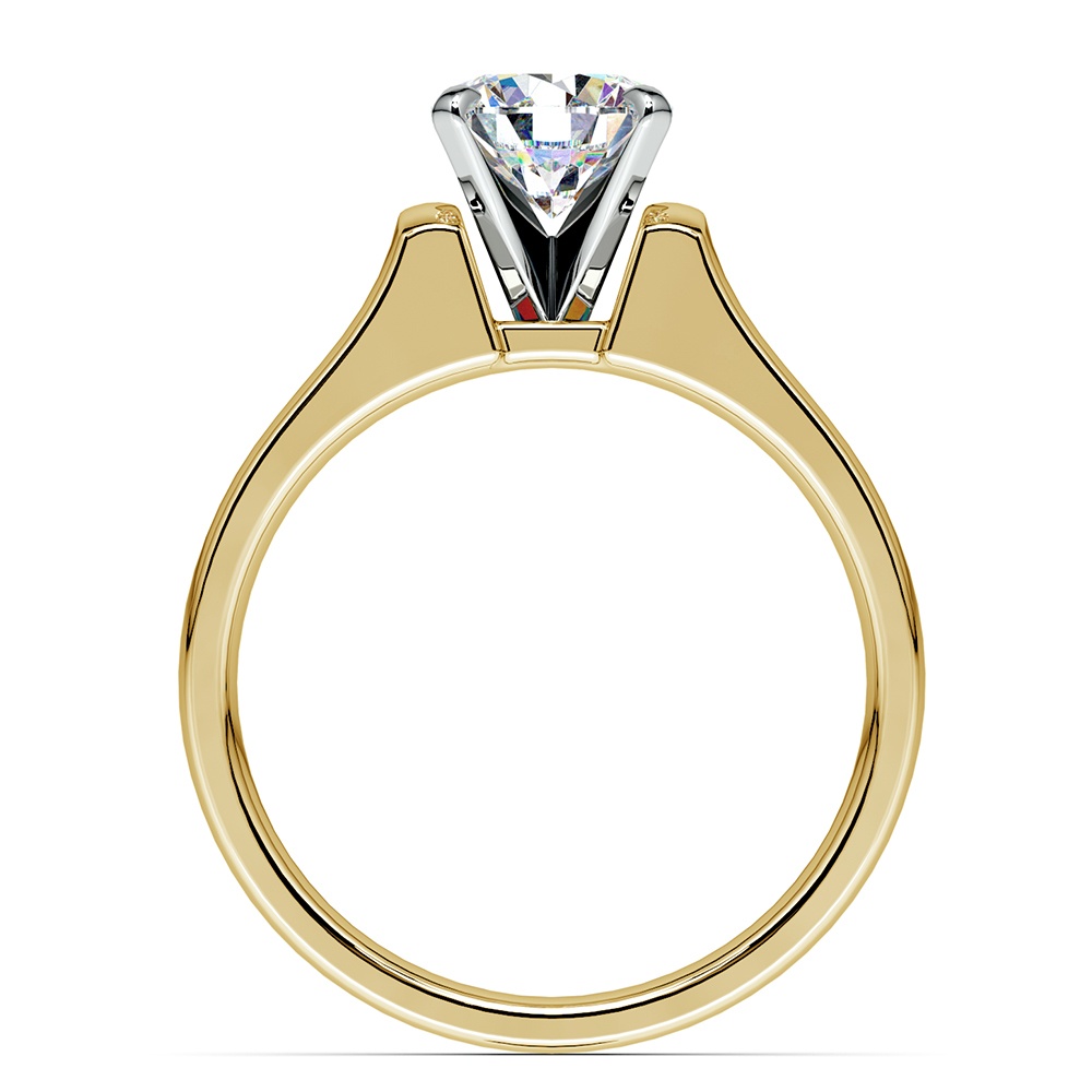 Simple Modern Engagement Ring Setting In Classic Yellow Gold | 02