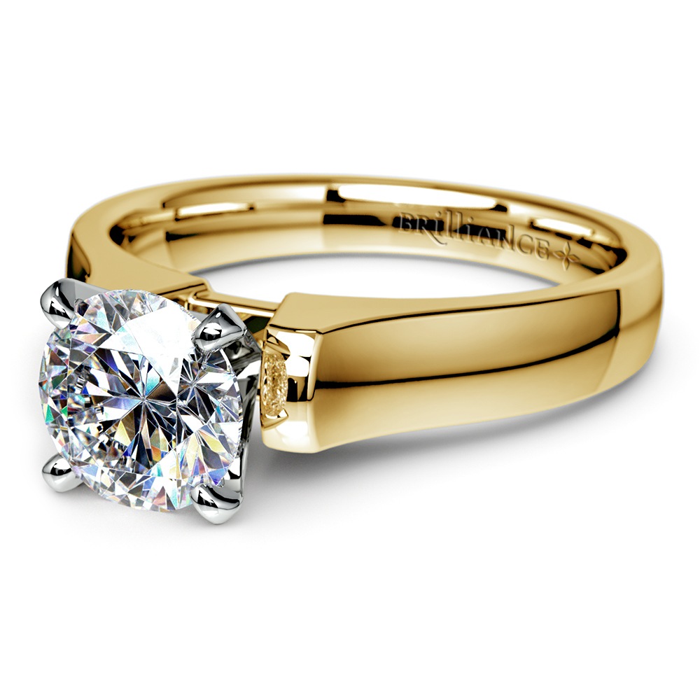 Simple Modern Engagement Ring Setting In Classic Yellow Gold | 04