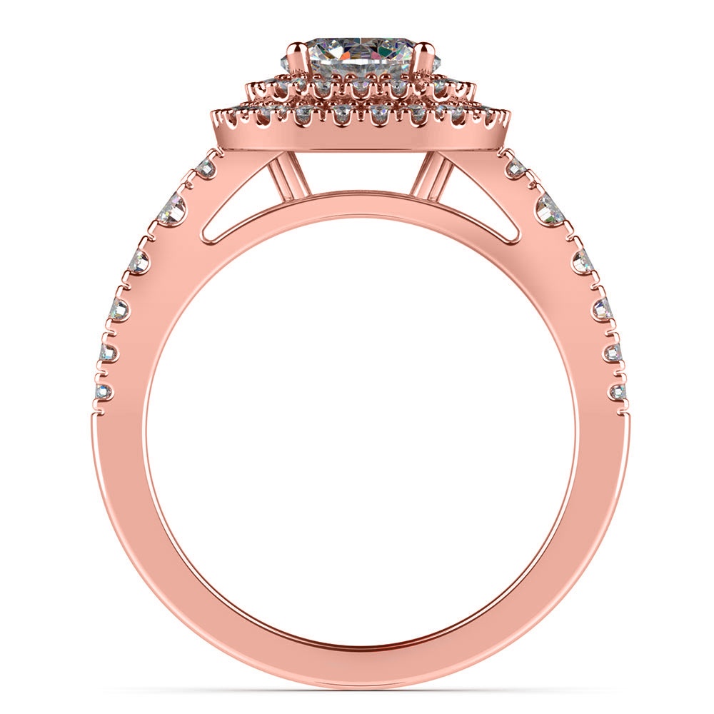Rose Gold Square Double Halo Engagement Ring