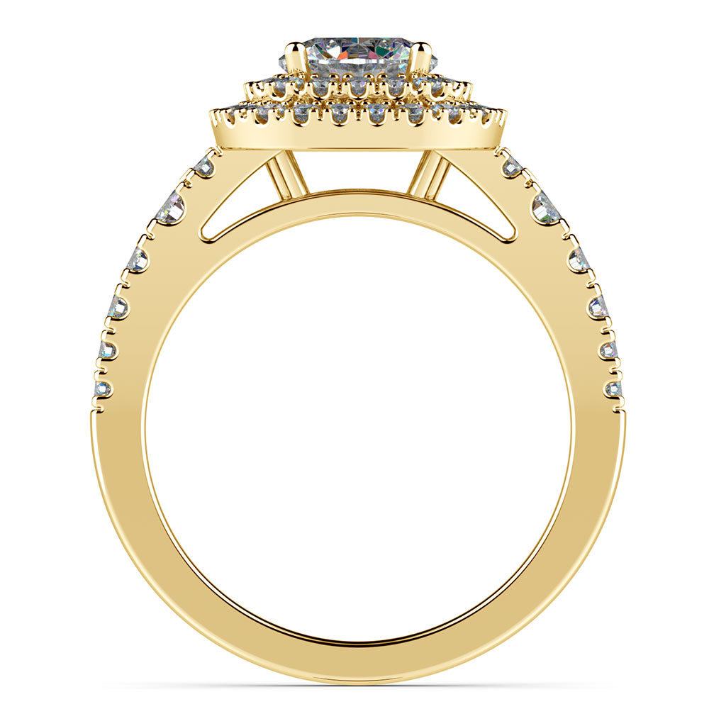 Double Halo Square Diamond Ring Setting In Yellow Gold (3/4 Ctw) | 02