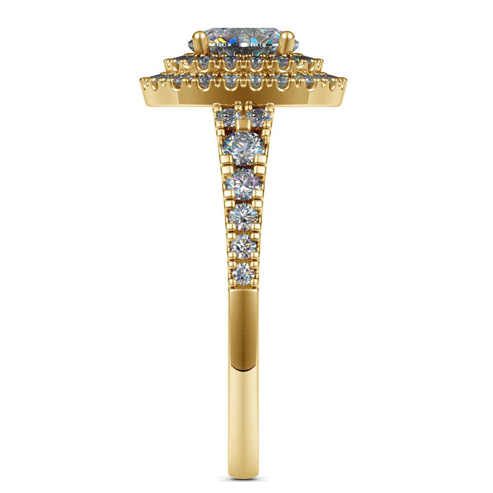 Double Halo Square Diamond Ring Setting In Yellow Gold (3/4 Ctw) | 03