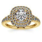 Double Halo Square Diamond Ring Setting In Yellow Gold (3/4 Ctw) | Thumbnail 01