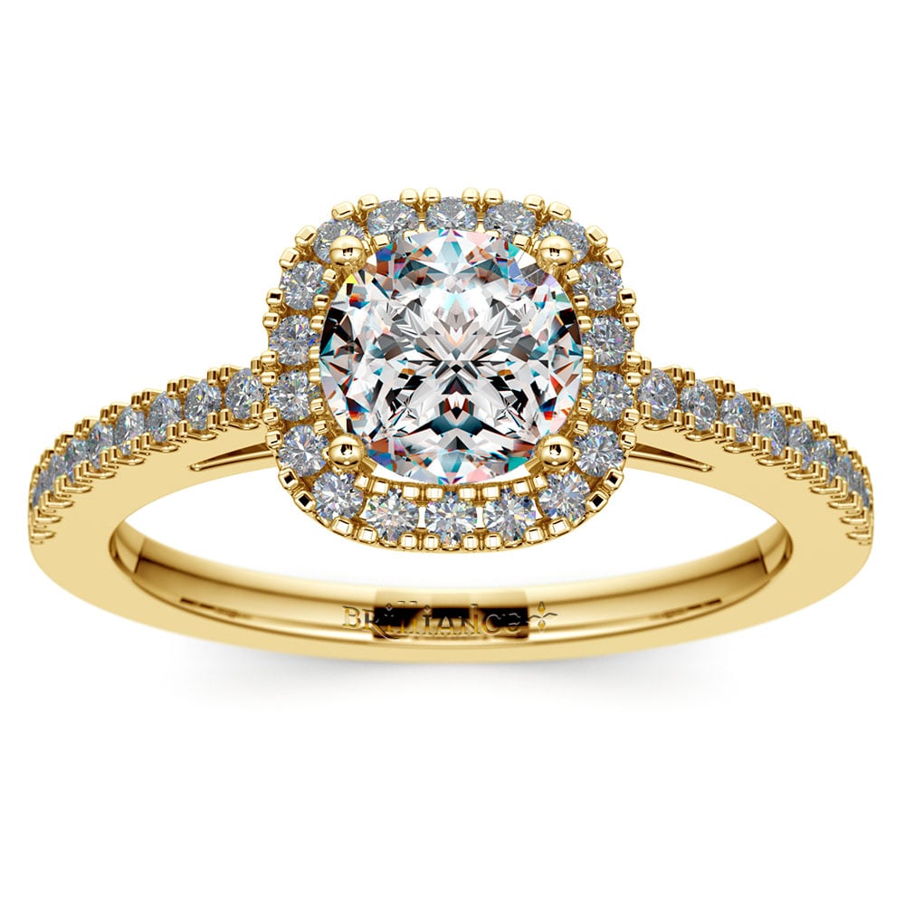 18k White Gold Engagement Ring with Milgrains with 2.64 Total Carat H-VS1  Square Radiant Diamond from Diamond Traces