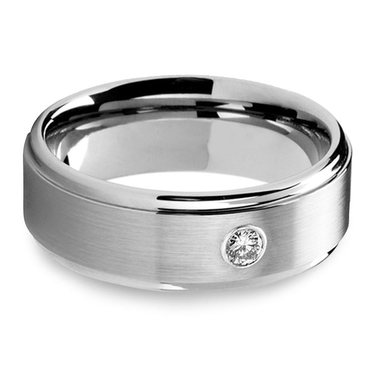 Step Edge Inset Tungsten Men's Engagement Ring | 04