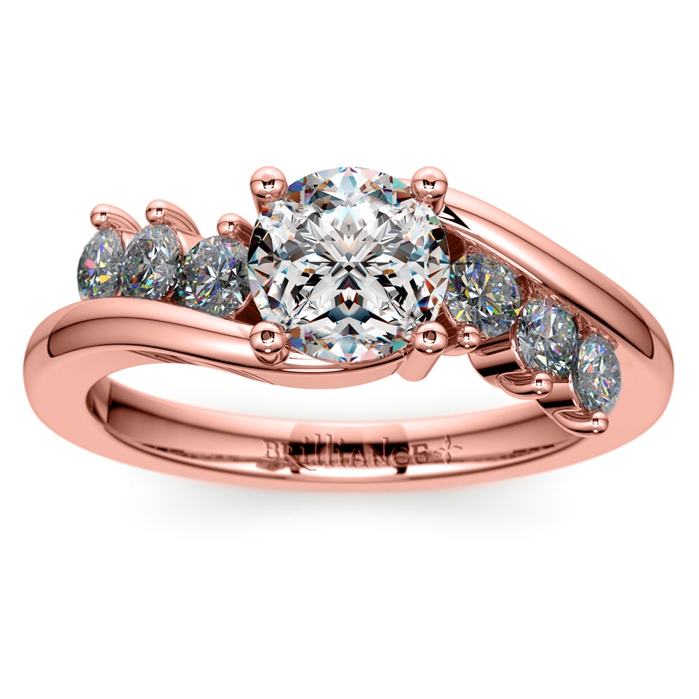 Swirl Style Diamond Engagement Ring in Rose Gold | 01