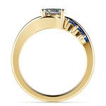 Diamond And Blue Sapphire Swirl Engagement Ring In Gold | Thumbnail 02