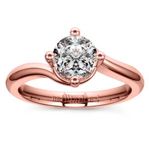 Swirl Style Solitaire Engagement Ring in Rose Gold