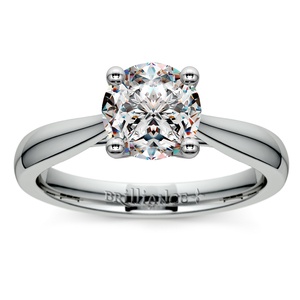 Taper Solitaire Engagement Ring in White Gold