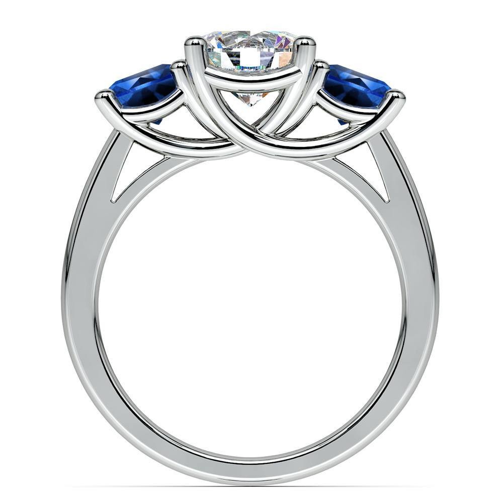Sapphire And Diamond Three Stone Ring In White Gold | 02