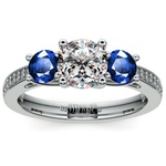 Sapphire And Diamond Three Stone Ring In White Gold | Thumbnail 01