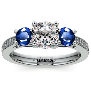 Sapphire And Diamond Three Stone Ring In White Gold